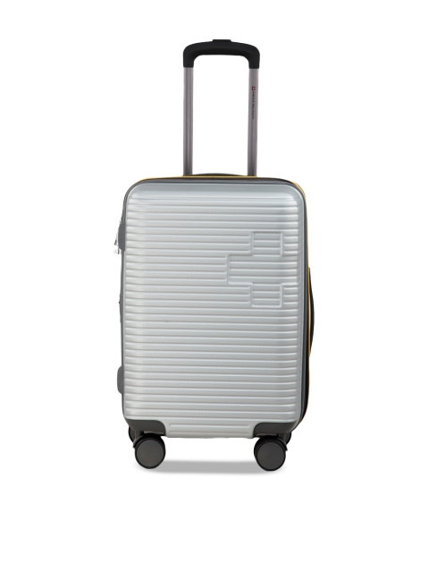 

Swiss Military Unisex Silver Solid Textured Cabin Size Trolley Bag