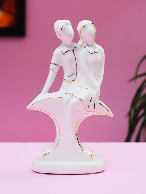 

Archies Unisex White and Gold Polyresin Seated Love Couple Showpiece