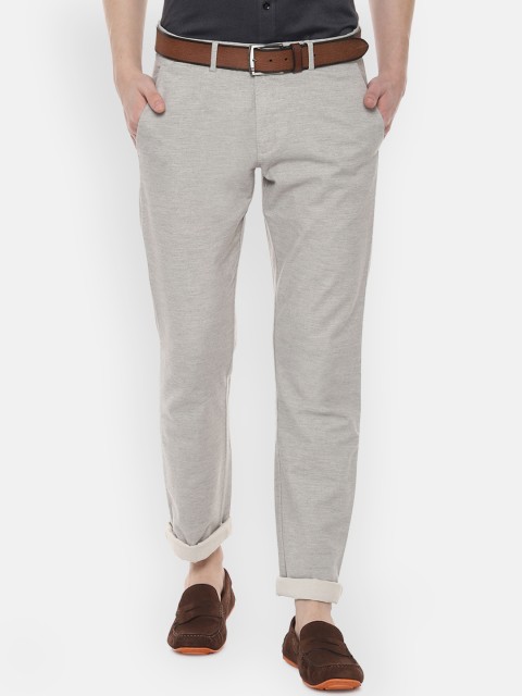

Allen Solly Men Grey Slim Fit Self Design Regular Trousers