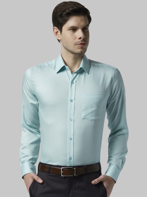 Park Avenue Men Sea Green Regular Fit Self Design Formal Shirt
