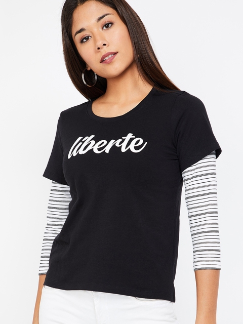 Fame Forever by Lifestyle Women Black Printed Top