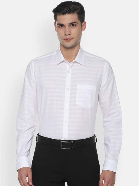 Van Heusen Men White Slim Fit Striped Formal Shirt