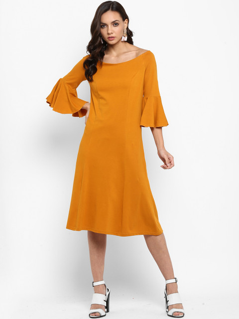 

Lady Stark Women Solid Mustard A-Line Dress