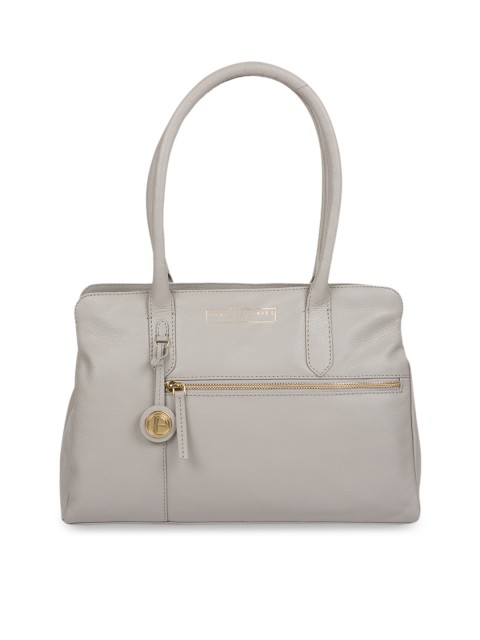 

PURE LUXURIES LONDON Women Grey Solid Genuine Leather Darby Shoulder Bag