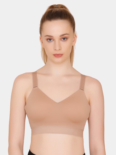 

Zelocity by Zivame Beige & Beige Solid Non-Wired Removable Padded Sports Bra ZC4211FASH0NUDE