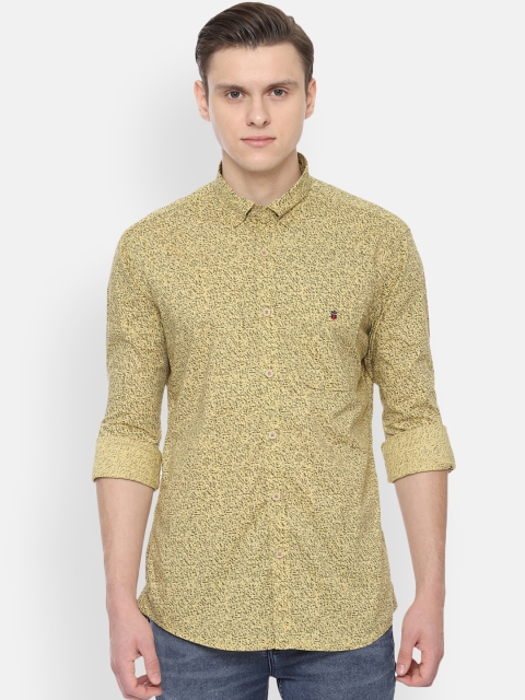 

Louis Philippe Jeans Men Yellow & Brown Slim Fit Printed Casual Shirt