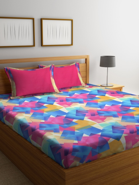 

BOMBAY DYEING Multicoloured Abstract 180 TC Cotton 1 King Bedsheet with 2 Pillow Covers, Multi