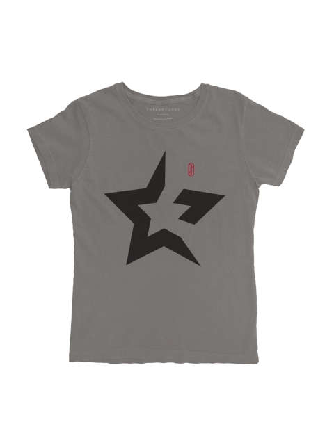 

THREADCURRY Girls Grey Printed Round Neck T-shirt