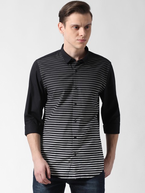 

Peter England Casuals Men Black Slim Fit Striped Casual Shirt