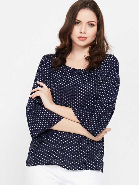 

Fame Forever by Lifestyle Women Navy Blue Printed A-Line Top