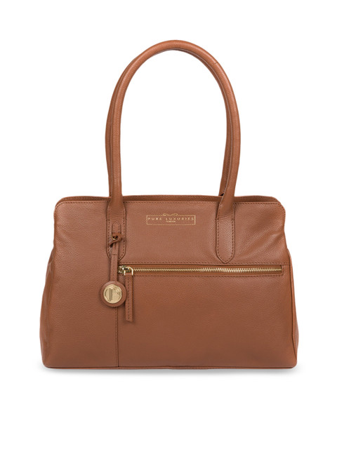 

PURE LUXURIES LONDON Women Tan Brown Solid Genuine Leather Darby Shoulder Bag