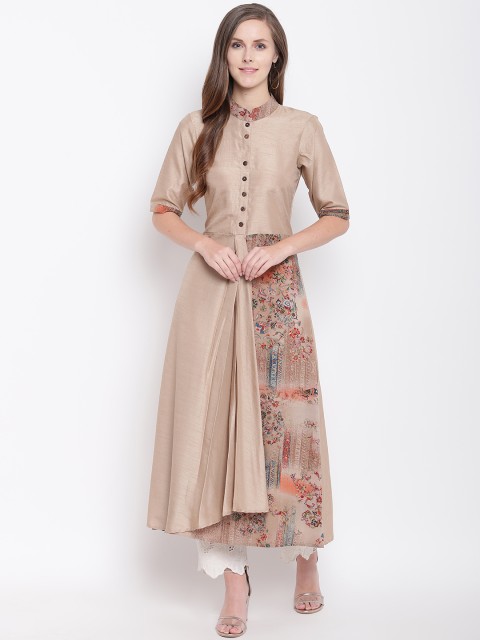

Vastrachowk Women Beige Printed A-Line Kurta