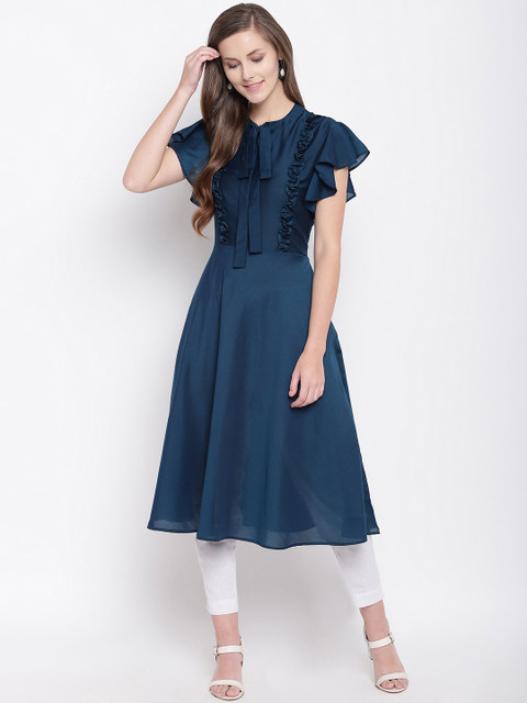 

Vastrachowk Women Blue Solid A-Line Kurta
