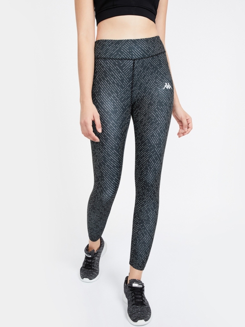 

Kappa Women Charcoal Black All-Over Print High-Rise Tights