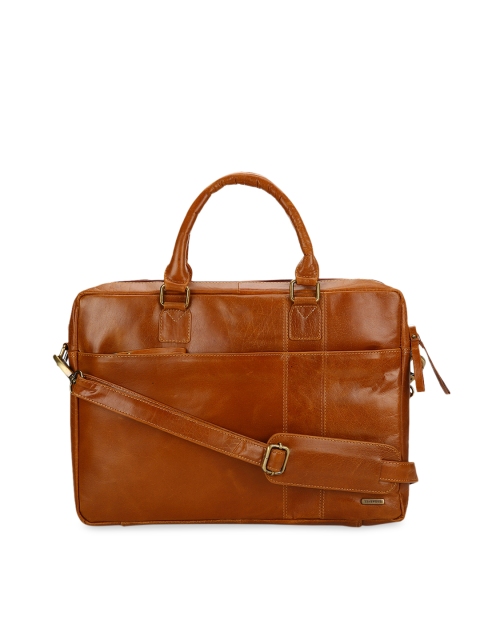 

Teakwood Leathers Men Tan Brown Solid Laether Laptop Bag