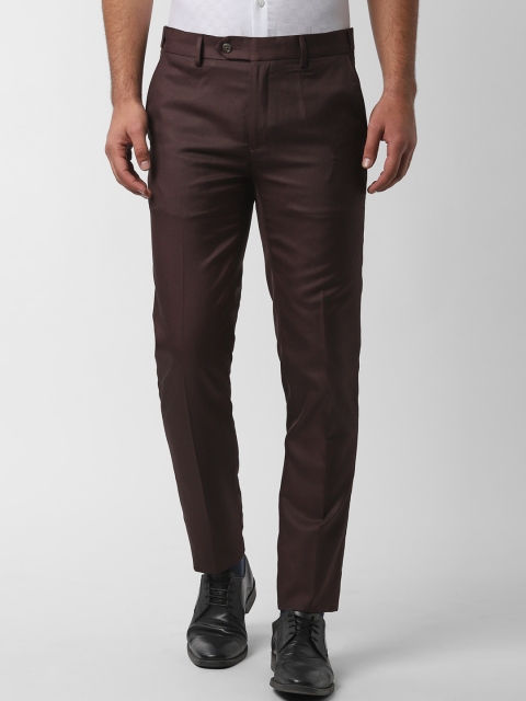

Peter England Men Brown Slim Fit Self Design Formal Trousers