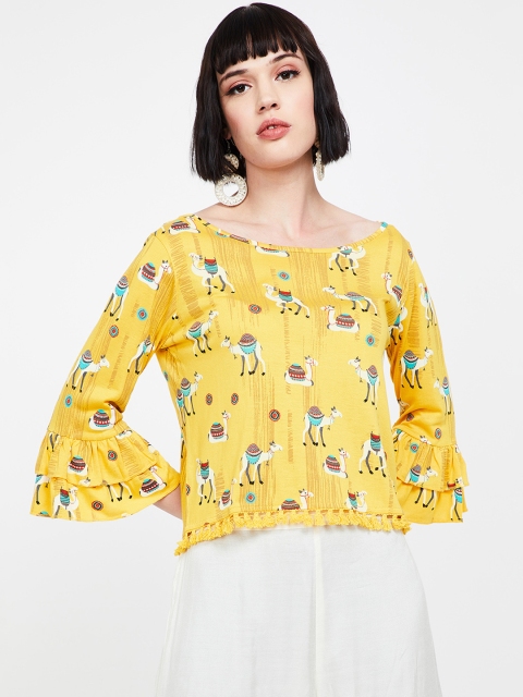 

Colour Me by Melange Women Mustard Yellow Printed Top