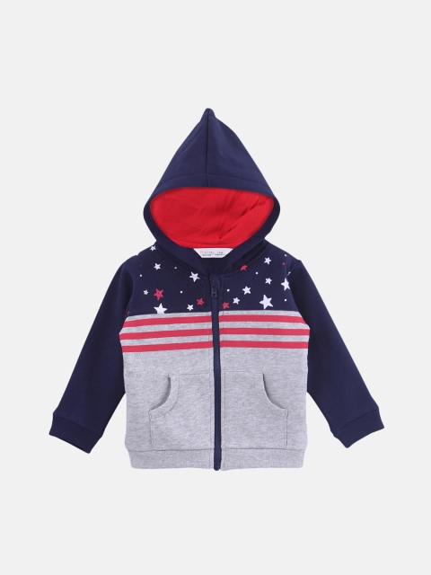 

Beebay Boys Navy Blue Printed Hooded Sweatshirt