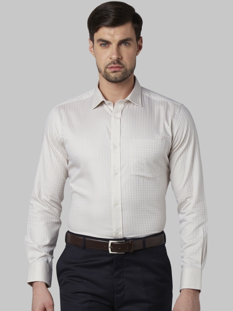 

Park Avenue Men Cream-Coloured Regular Fit Self Design Formal Shirt