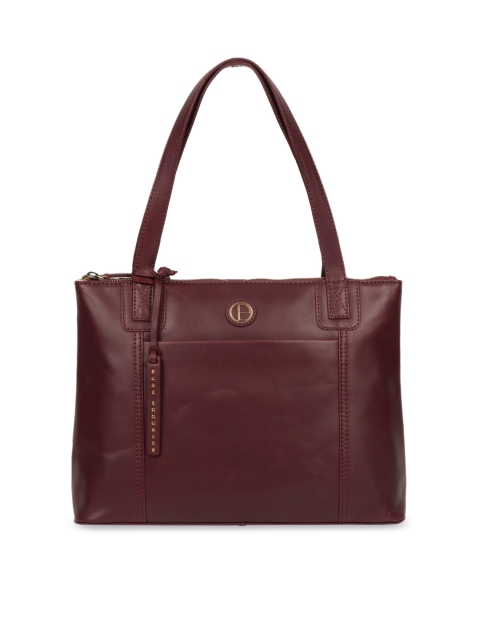 

PURE LUXURIES LONDON Women Burgundy Solid Genuine Leather Newark Shoulder Bag