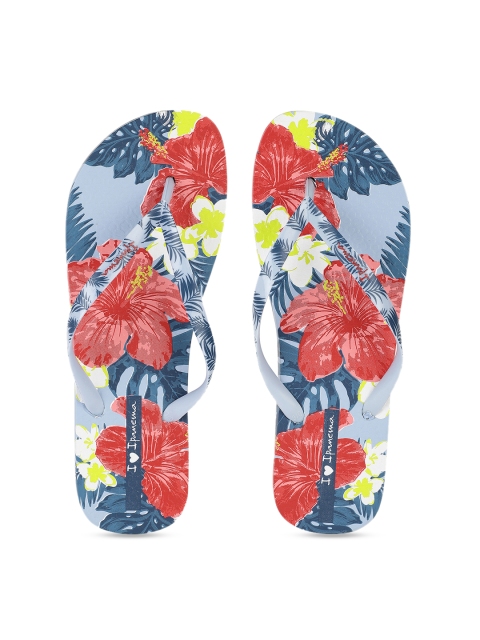

iPanema Women Blue & Red Floral Print Thong Flip-Flops