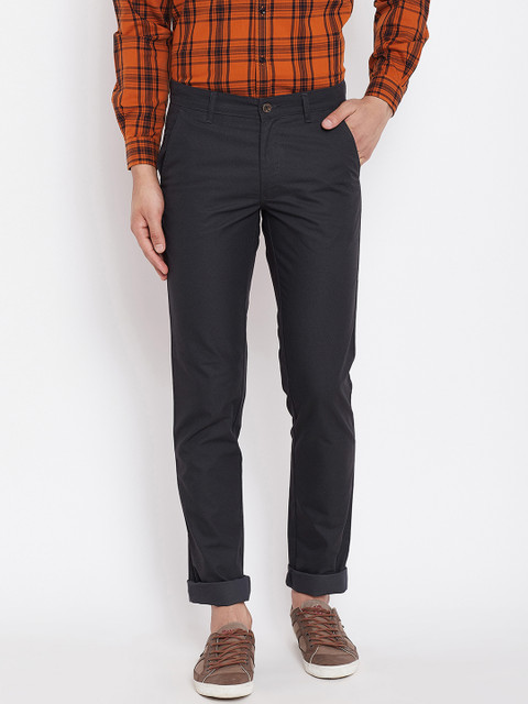 

American Archer Men Charcoal Smart Slim Fit Solid Regular Trousers