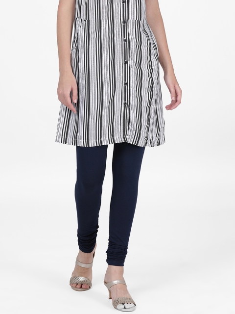 

DIXCY SCOTT Slimz Women Navy Blue Solid Churidar Length Leggings