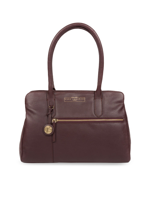 

PURE LUXURIES LONDON Women Burgundy Solid Genuine Leather Darby Shoulder Bag