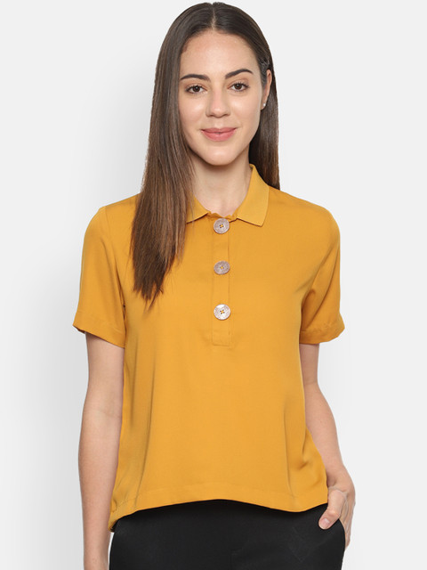 

Van Heusen Women Yellow Solid Shirt Style Top