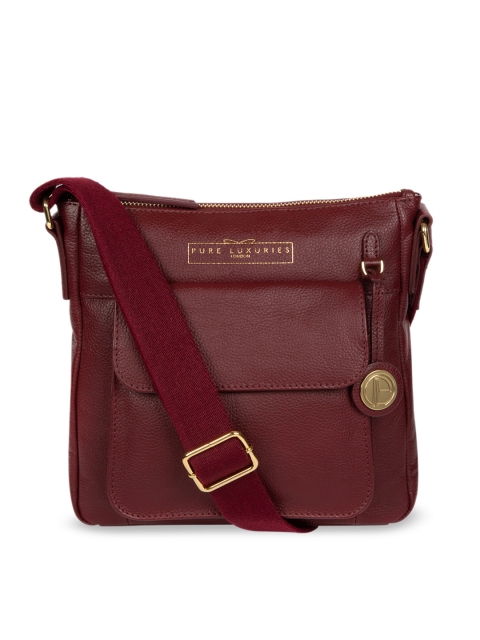 

PURE LUXURIES LONDON Women Maroon Solid Genuine Leather Rayden Sling Bag
