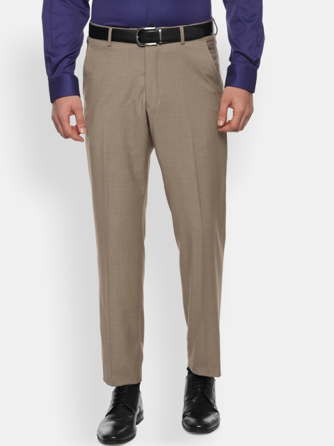 

Van Heusen Men Beige Loose Fit Self Design Formal Trousers