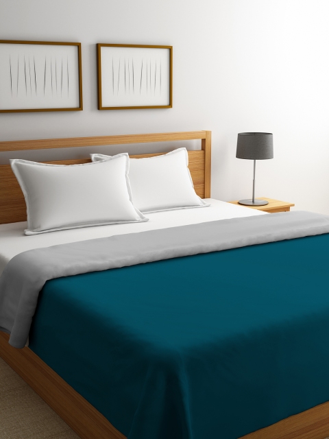 

STELLAR HOME Teal Blue & Grey Solid AC Room 120 GSM Double Bed Comforter