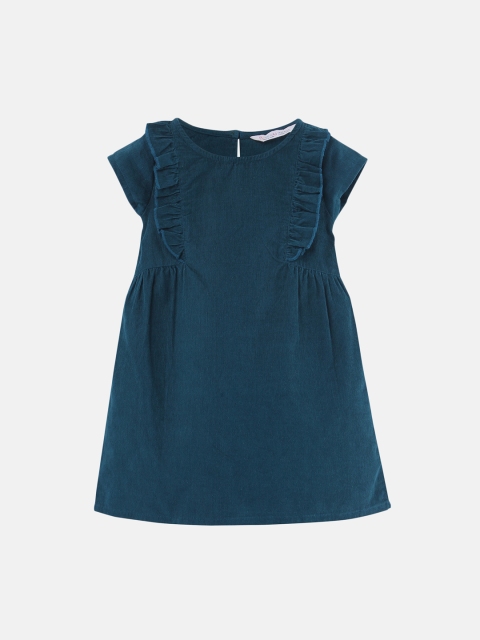 

Beebay Girls Solid Bluish Green A-Line Corduroy Dress