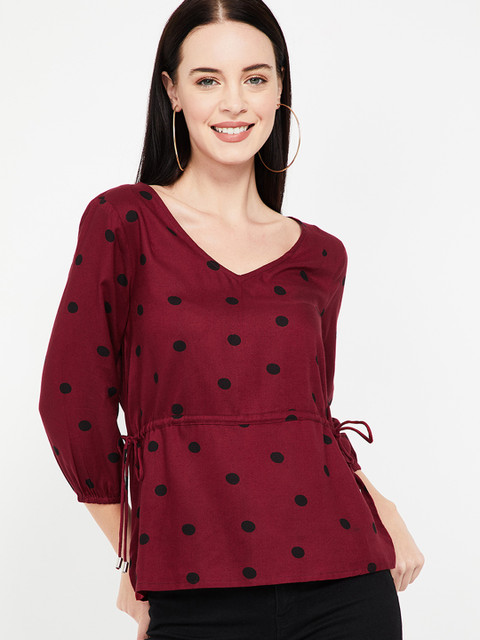 

CODE by Lifestyle Women Maroon Printed Cinched Waist Top