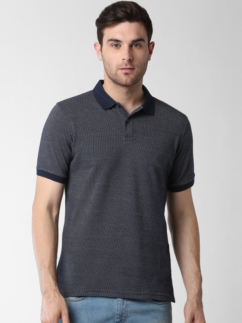 

Peter England Casuals Men Navy Blue Printed Polo Collar T-shirt
