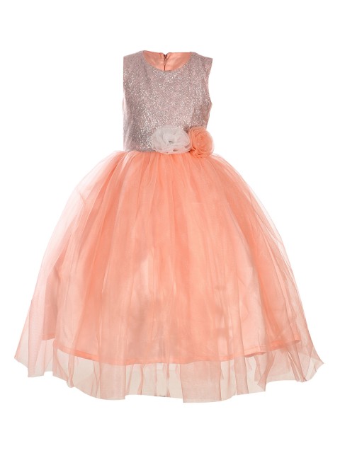 

Samsara Couture Girls Embellished Peach-Coloured Maxi Dress