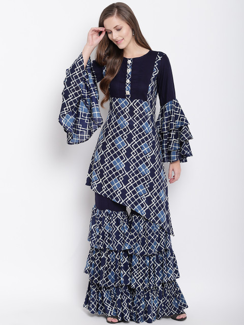 

Vastrachowk Women Blue Printed Kurta with Palazzos