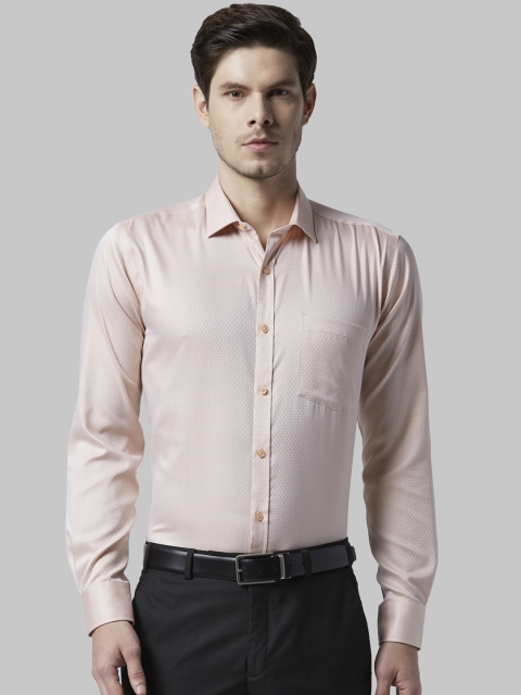 

Park Avenue Men Peach-Coloured Slim Fit Self Design Formal Shirt