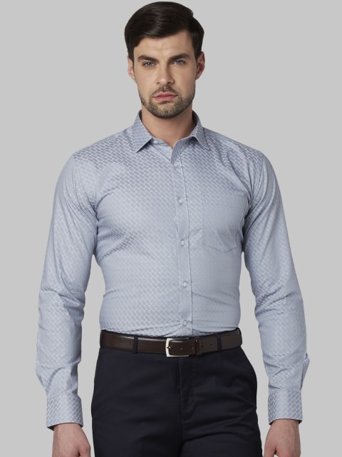 

Park Avenue Men Grey Slim Fit Self Design Formal Shirt