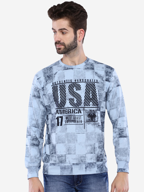 

Duke Men Blue & Black Printed Sweatshirt