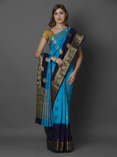 

Mitera Blue Silk Blend Woven Design Banarasi Saree