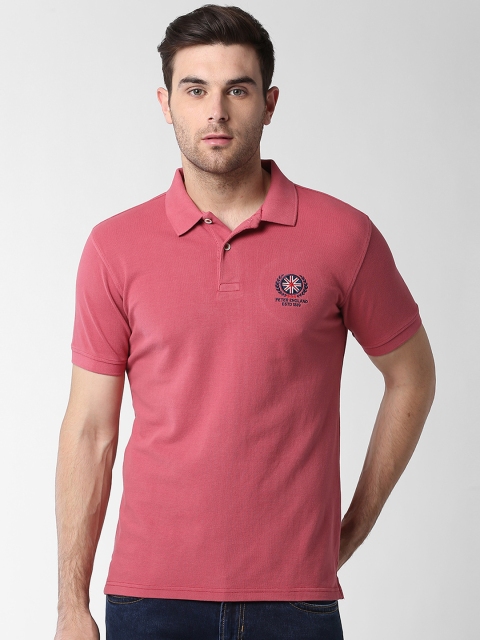 

Peter England Casuals Men Pink Printed Polo Collar T-shirt