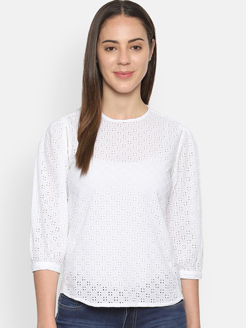 

Van Heusen Women White Self Design Top