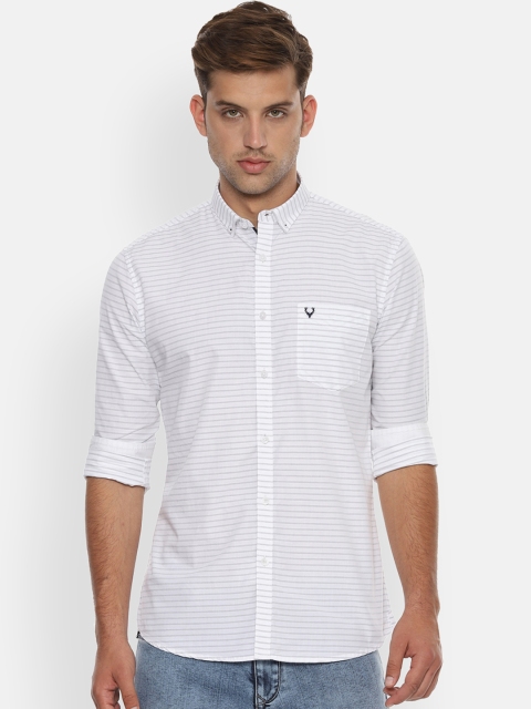 

Allen Solly Men White Slim Fit Striped Casual Shirt