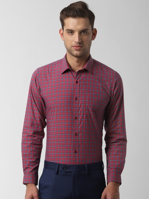 

Peter England Men Pink & Blue Slim Fit Checked Formal Shirt