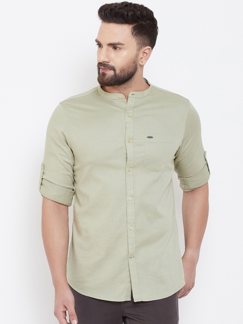 

Canary London Men Green Smart Slim Fit Solid Linen Casual Shirt