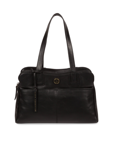 

PURE LUXURIES LONDON Women Black Solid Genuine Leather Beacon Handbag