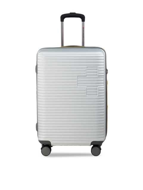 

Swiss Military Unisex Silver Solid Textured Medium Size Trolley Bag