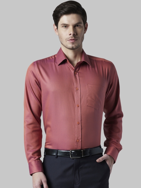 Park Avenue Men Red Regular Fit Solid Formal Shirt
