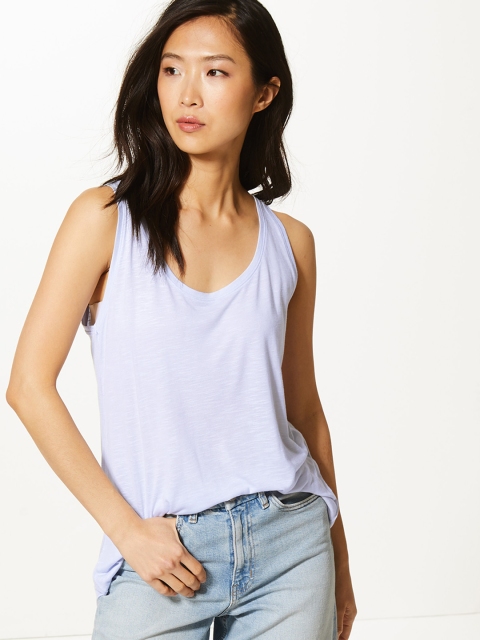 

Marks & Spencer Women Blue Solid Top